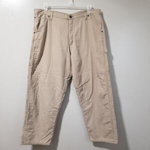 Wrangler Tan Flannel Lined Cargo Jeans Pants Men's 38 x 29